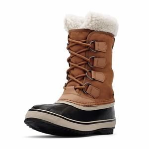 Sorel Women's Tan and Black Lace-Up Winter Boot with Shearling Collar